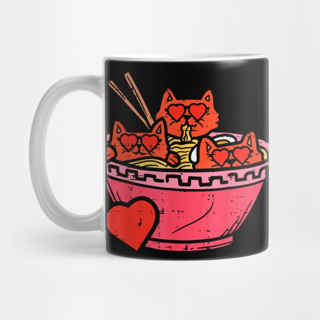 Heart Cats Ramen Noodles Anime Cute Valentines Day Kitten by Neldy